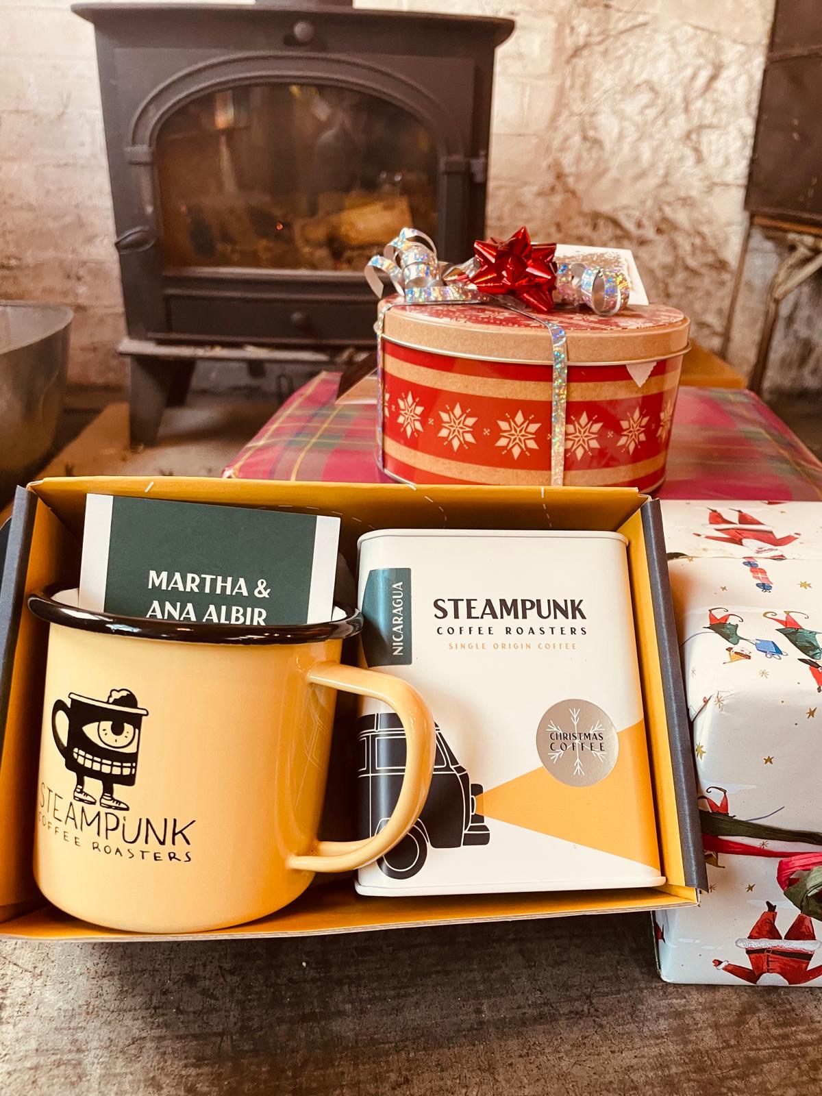 Christmas Set: Steampunk Enamel Mug & Christmas Coffee