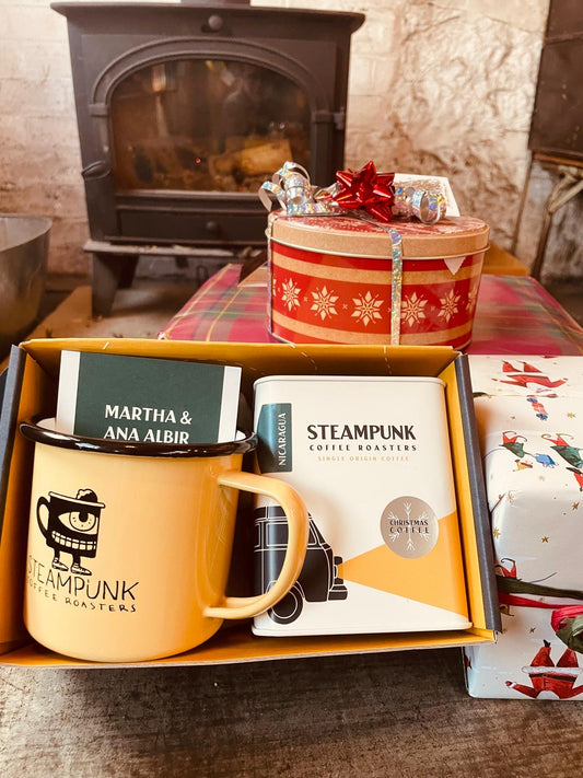 Christmas Set: Steampunk Enamel Mug & Christmas Coffee