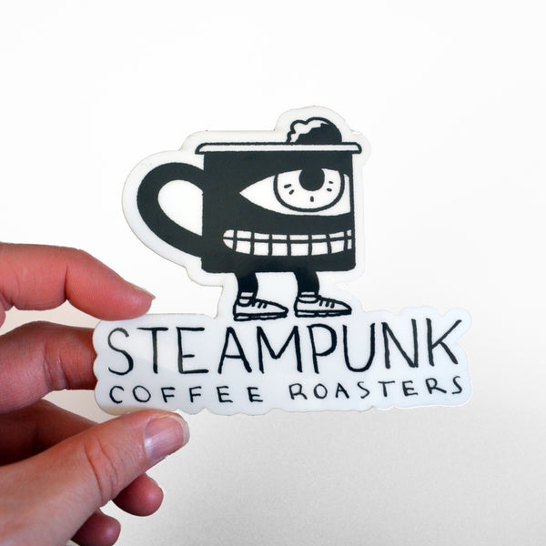 Steampunk Mug Man Glow in the Dark Sticker